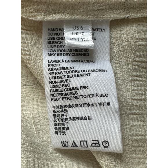 Maeve Anthropologie Sz 6‎ Quinn Cream Fringe Textured Cami Tank Top Square Neck - Picture 5 of 12